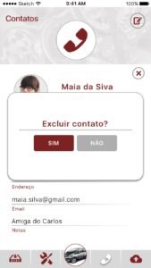 tela excluir contato do aplicativo multioleos