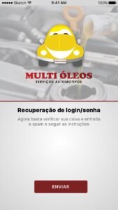 tela recuperação do aplicativo multioleos